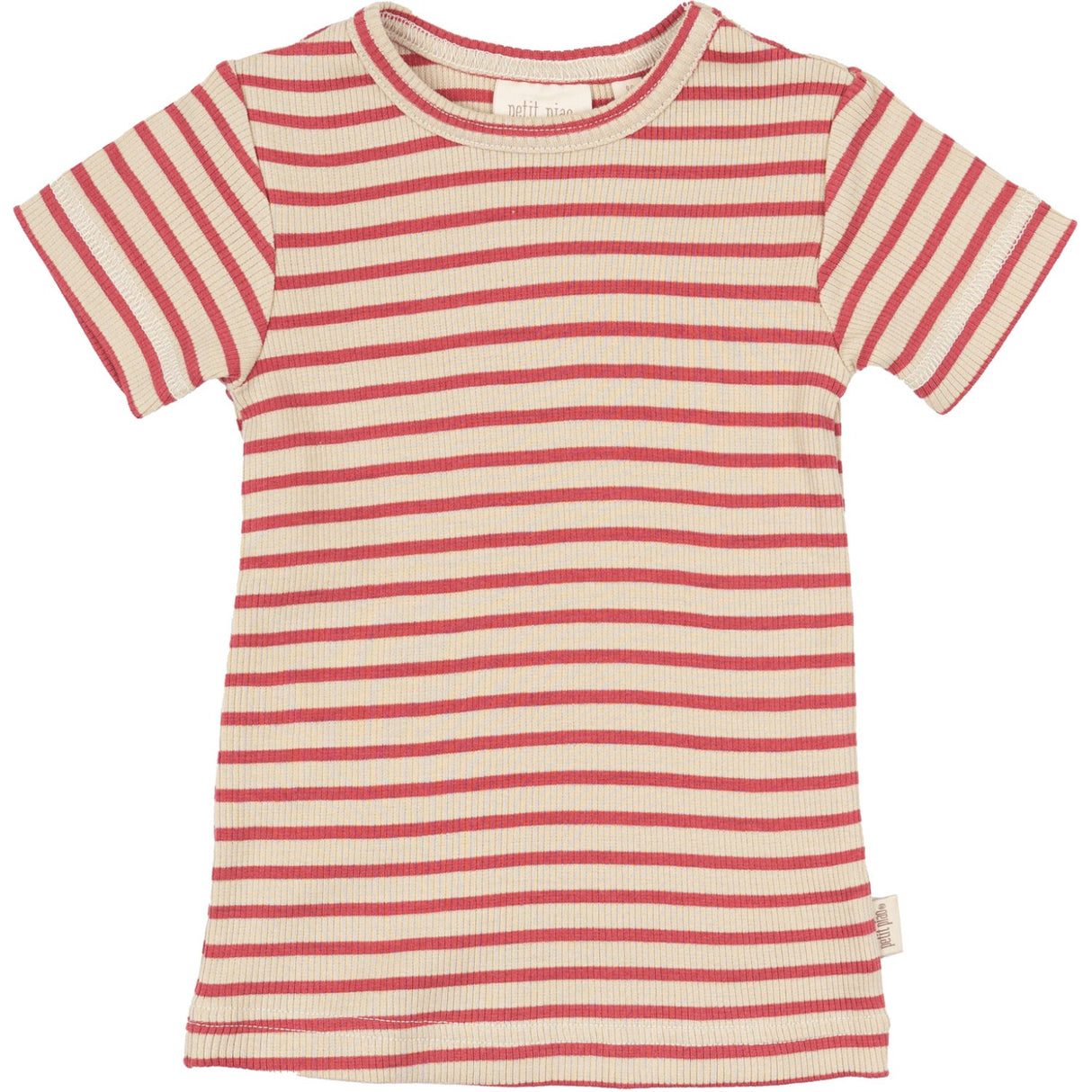 Petit Piao Light Berry/Dark Off White T-Skjorta S/S Modal Striped