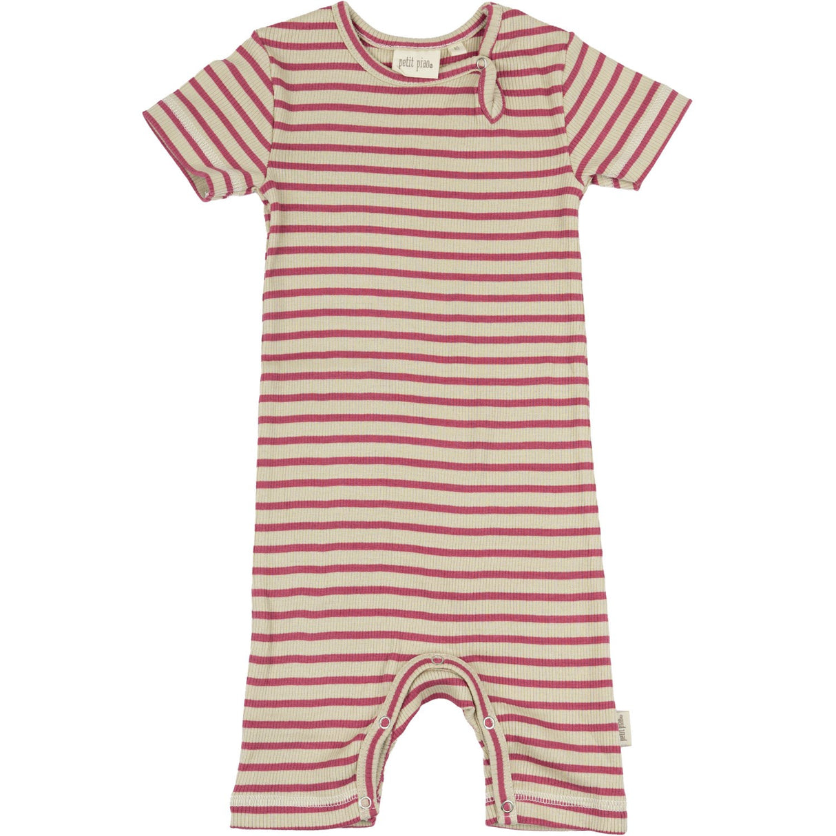 Petit Piao Light Berry/Dark Off White Sommar Kostym S/S Modal Striped