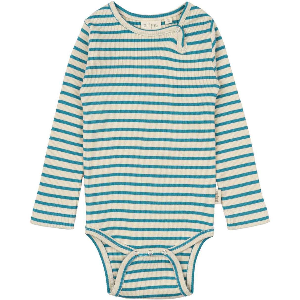 Petit Piao Turquise /Dark Off White Body L/S Modal Striped