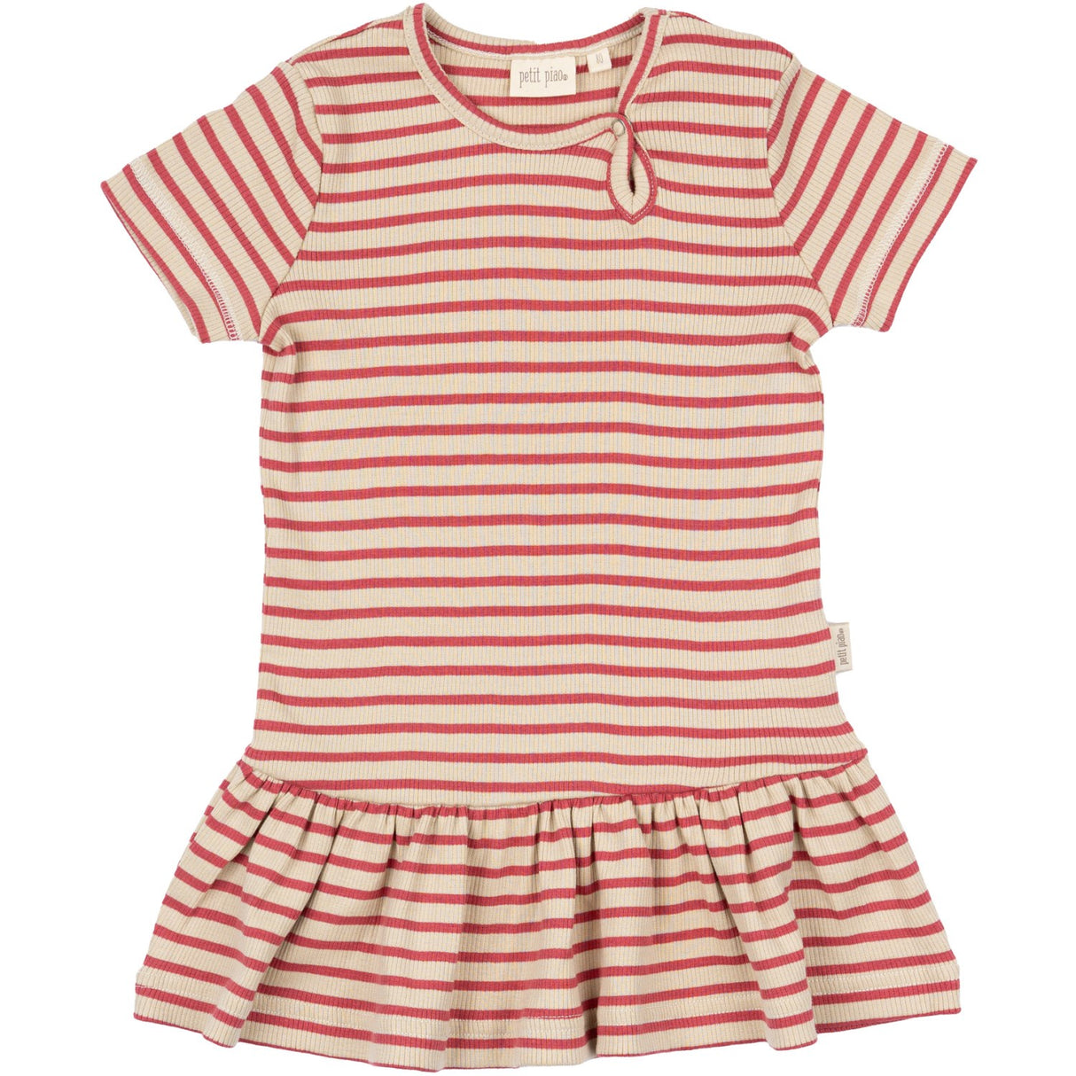 Petit Piao Light Berry/Dark Off White Klänning S/S Modal Striped