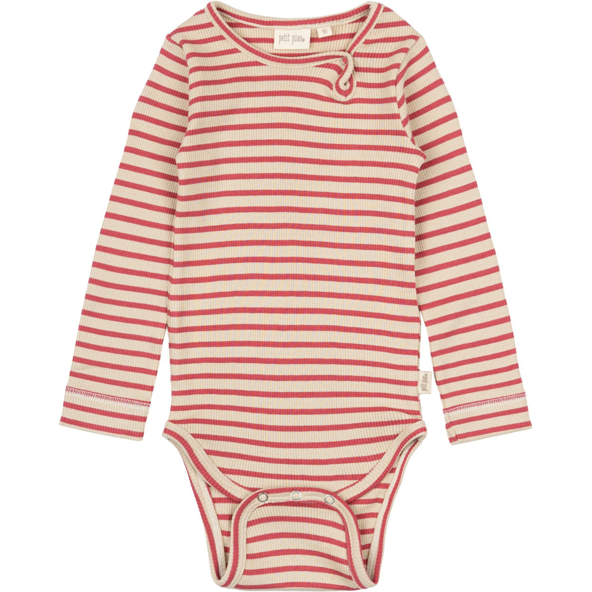 Petit Piao Light Berry/Dark Off White Body L/S Modal Striped