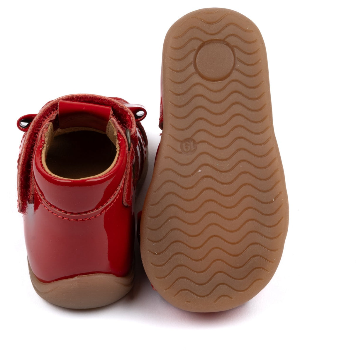 Pom Pom Red Patent Starters™ Rosett Kardborreband Sandal