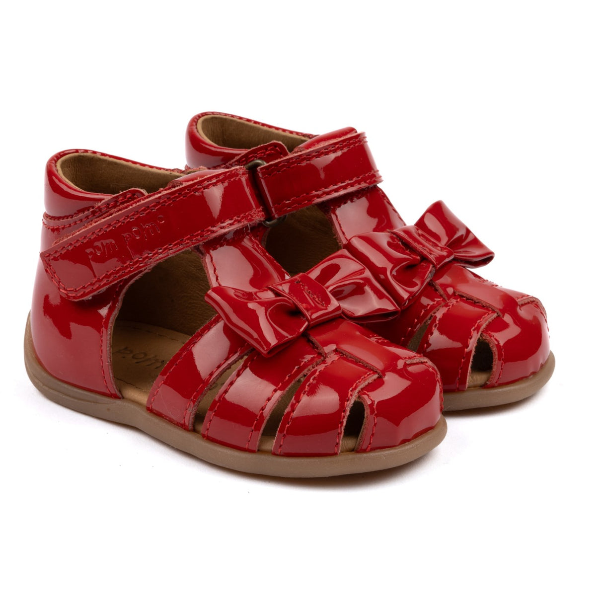 Pom Pom Red Patent Starters™ Rosett Kardborreband Sandal