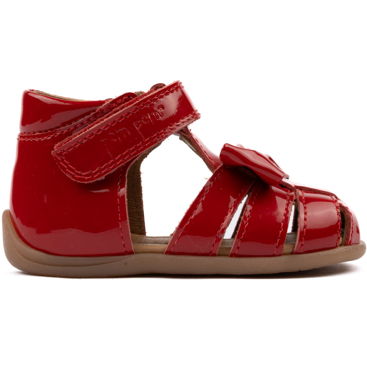 Pom Pom Red Patent Starters™ Rosett Kardborreband Sandal