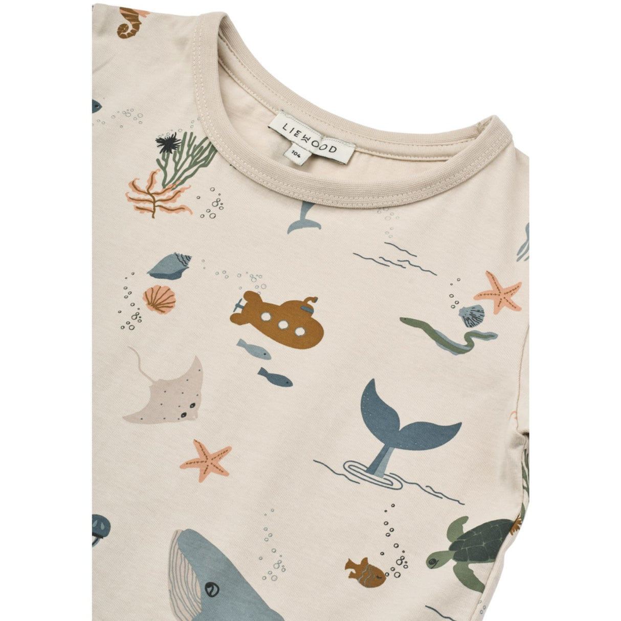LIEWOOD Sea Creature / Sandy Apia Printed Shortsleeve T-Skjorta