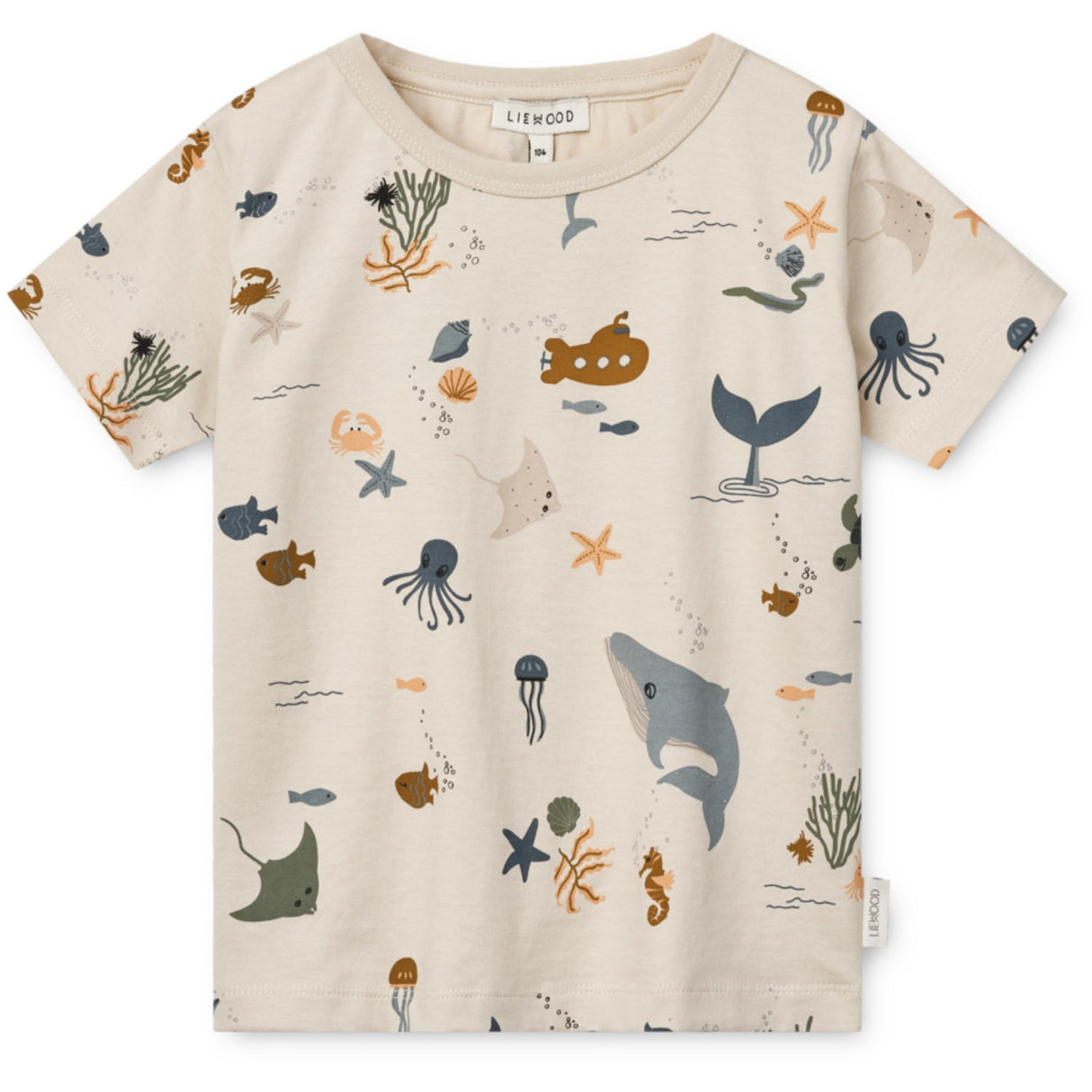 LIEWOOD Sea Creature / Sandy Apia Printed Shortsleeve T-Skjorta