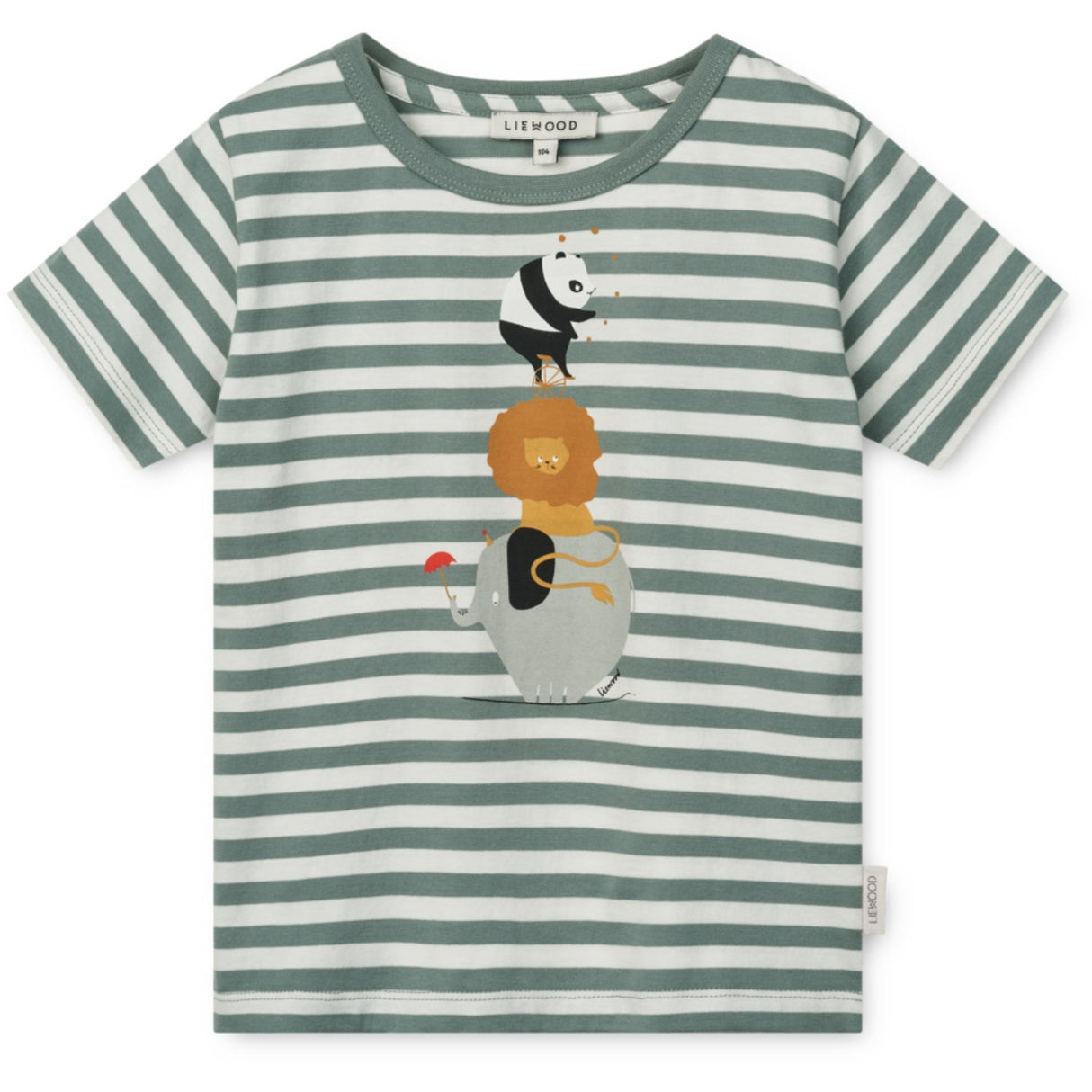 LIEWOOD Circus / Stripe Peppermint / Creme De La Creme Apia Placement Shortsleeve T-Skjorta