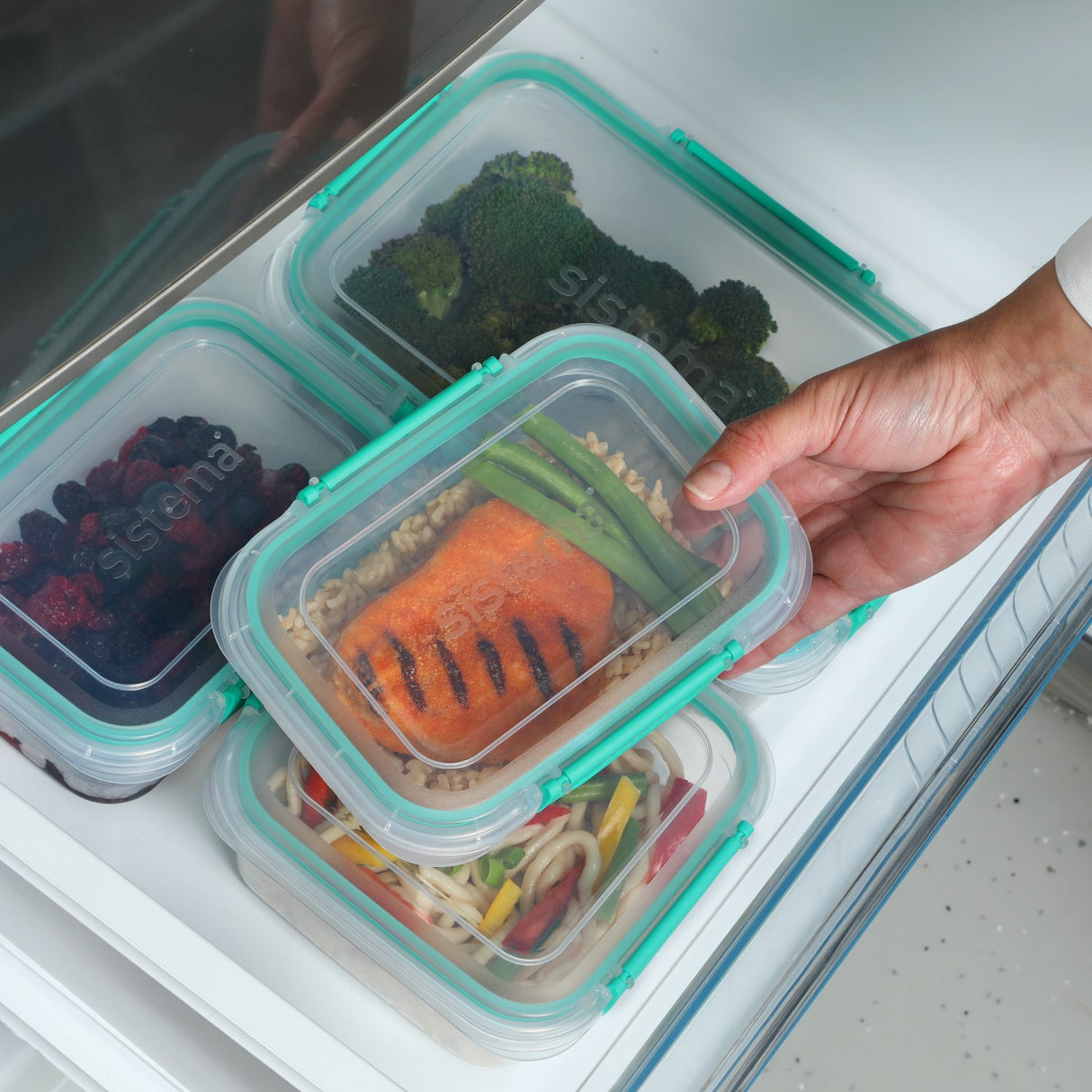 Sistema Minty Teal Rectangle Stax To Go Lunchlåda 1L