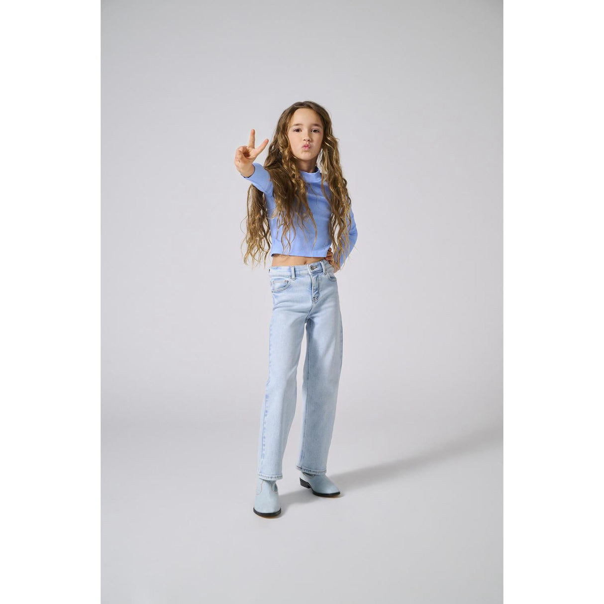 kids ONLY Light Blue Denim Juicy Life Wide Leg Denim Jeans Noos