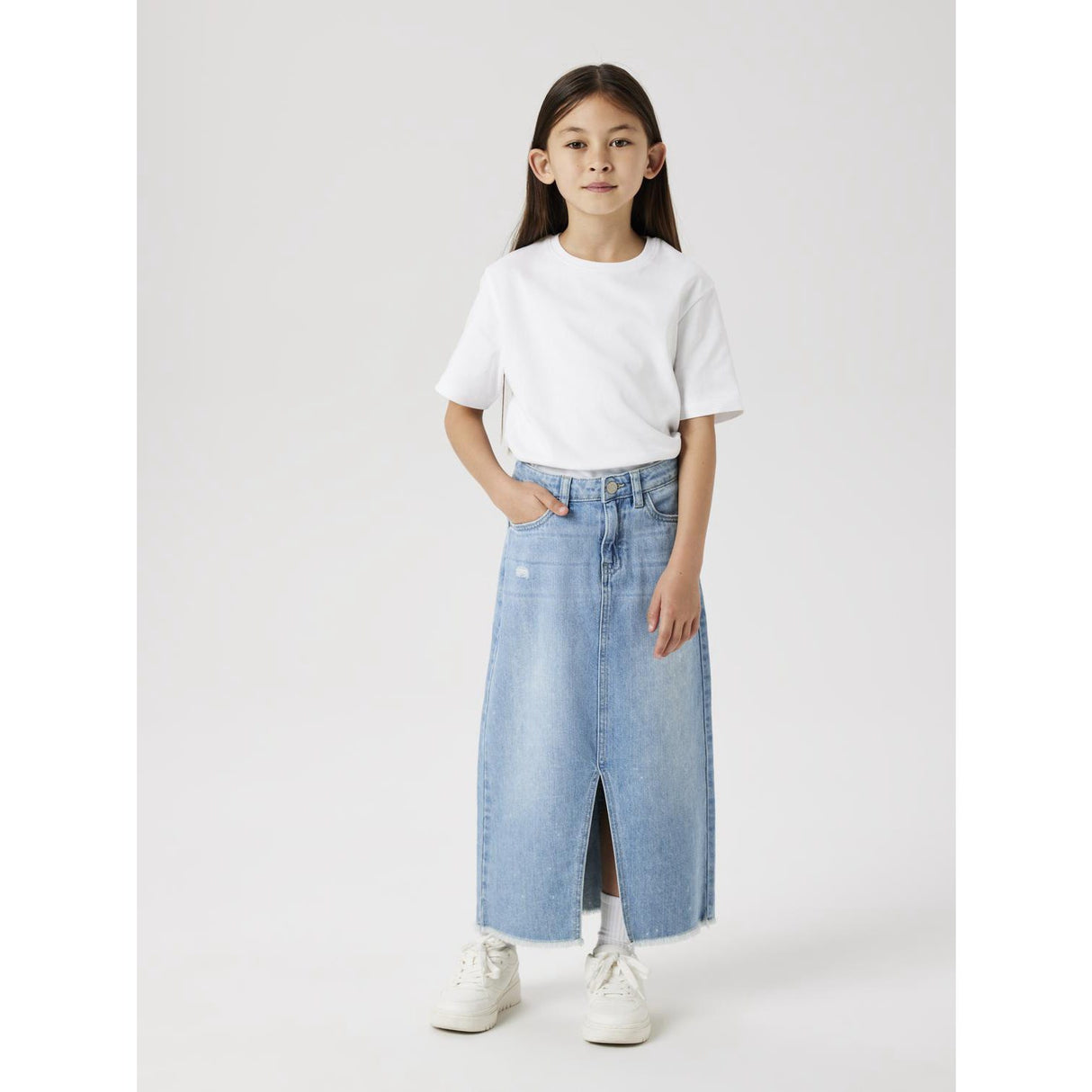 Name It Light Blue Denim Kat Denim Lång Kjol Noos