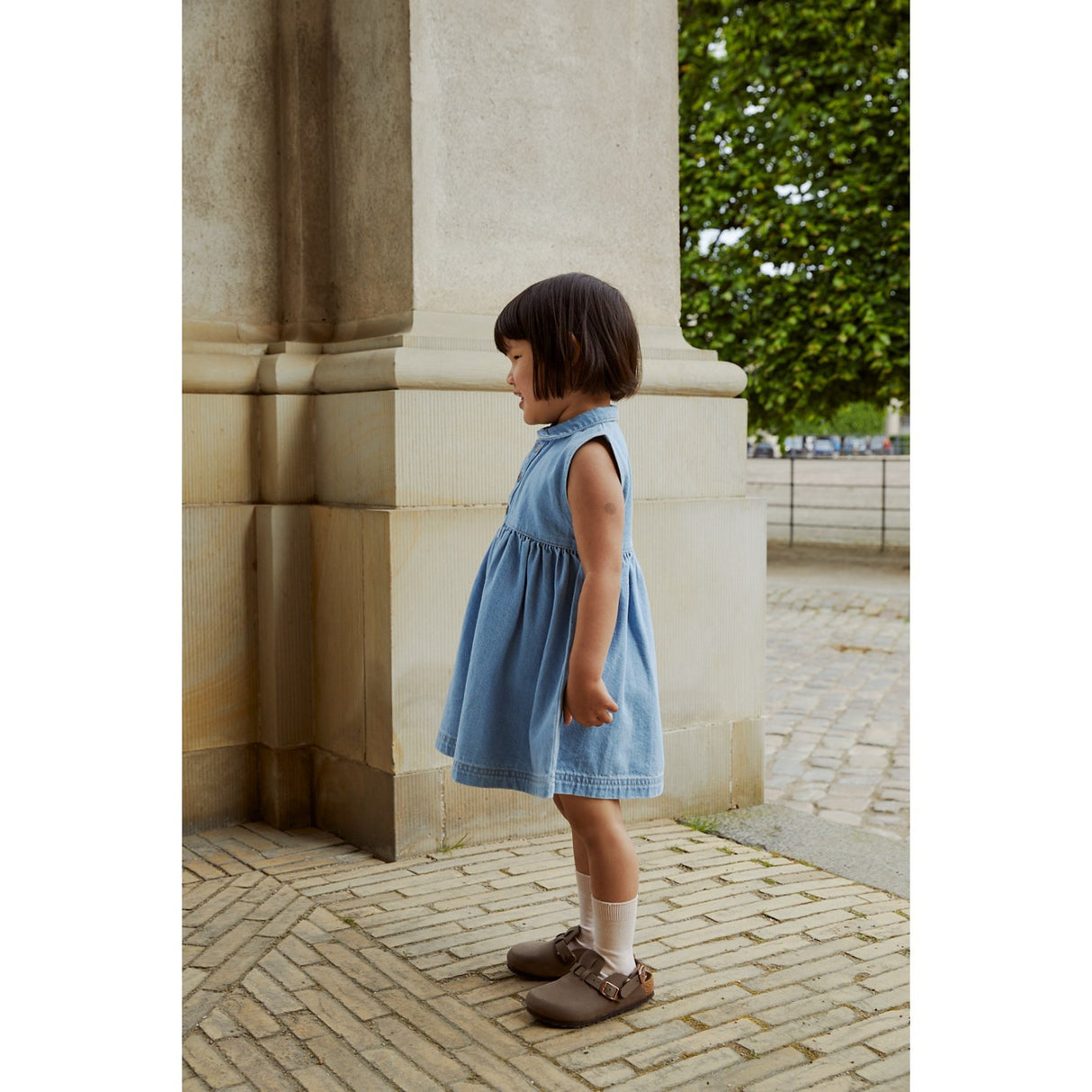 COPENHAGEN COLORS Super Lt Blue Indigo Washed Organic Denim Klänning m. Krage