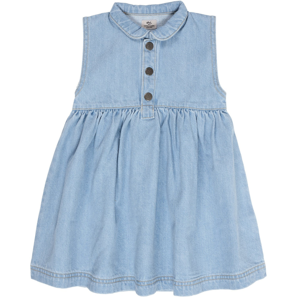 COPENHAGEN COLORS Super Lt Blue Indigo Washed Organic Denim Klänning m. Krage