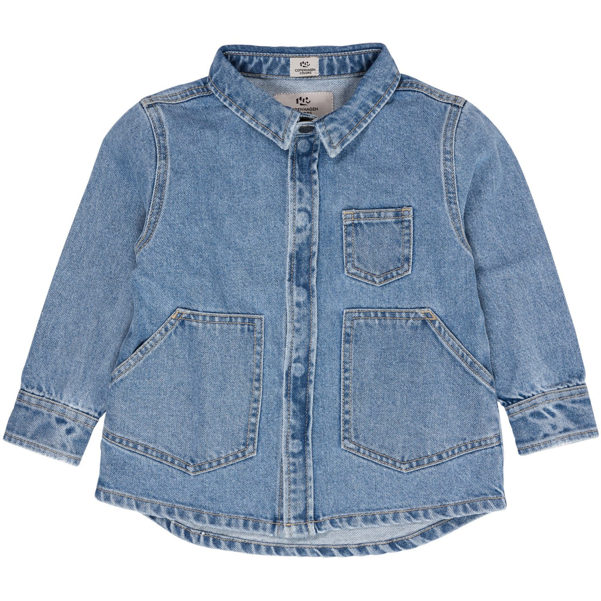 COPENHAGEN COLORS Lt Blue Indigo Washed Organic Jeans Jacka