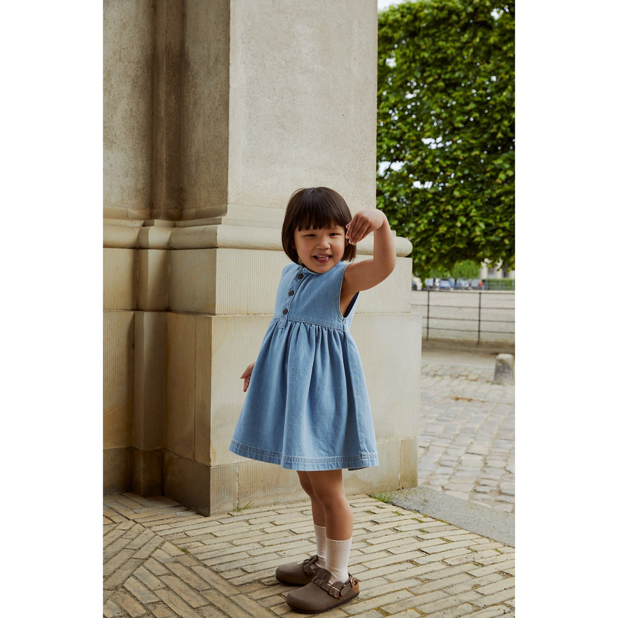 COPENHAGEN COLORS Super Lt Blue Indigo Washed Organic Denim Klänning m. Krage