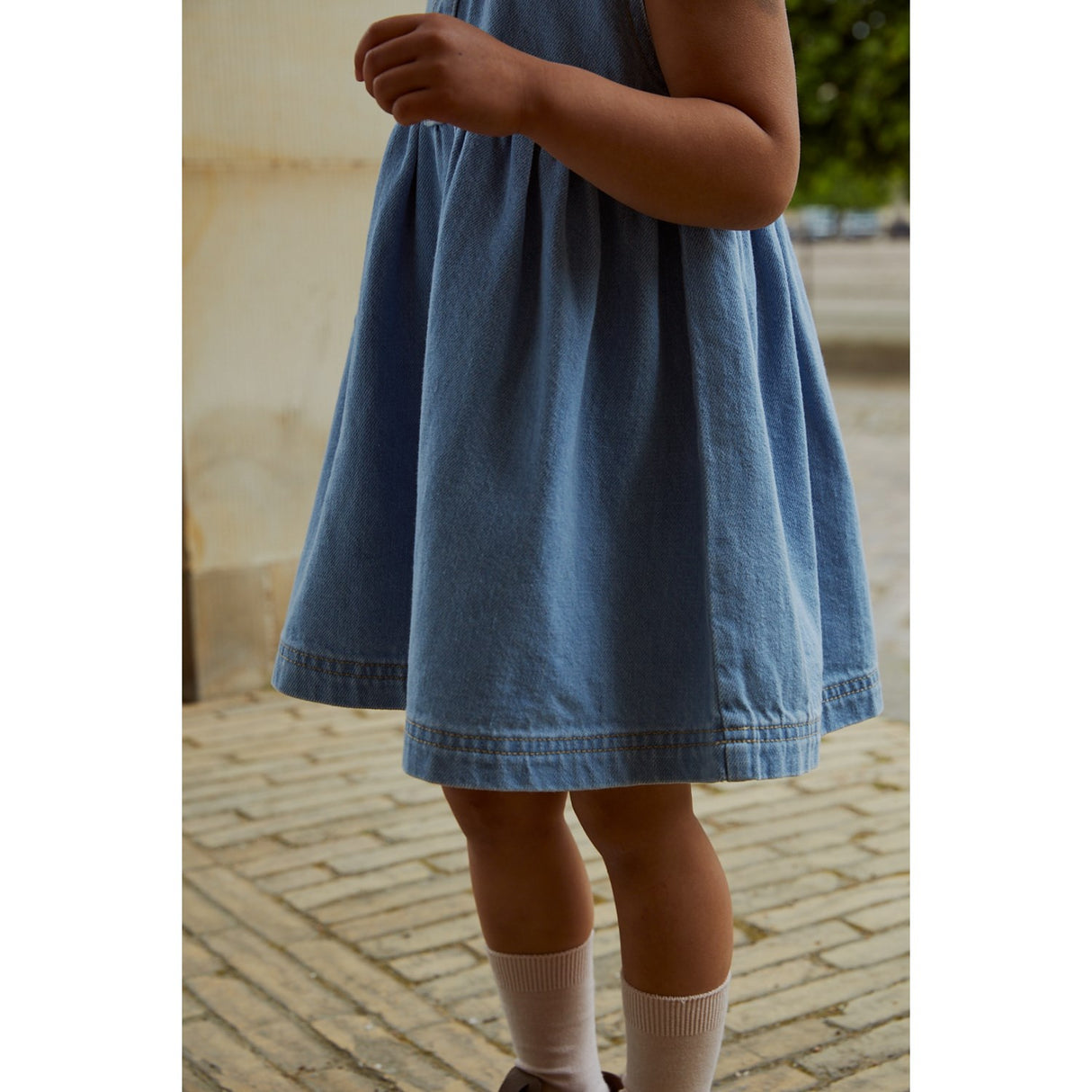 COPENHAGEN COLORS Super Lt Blue Indigo Washed Organic Denim Klänning m. Krage