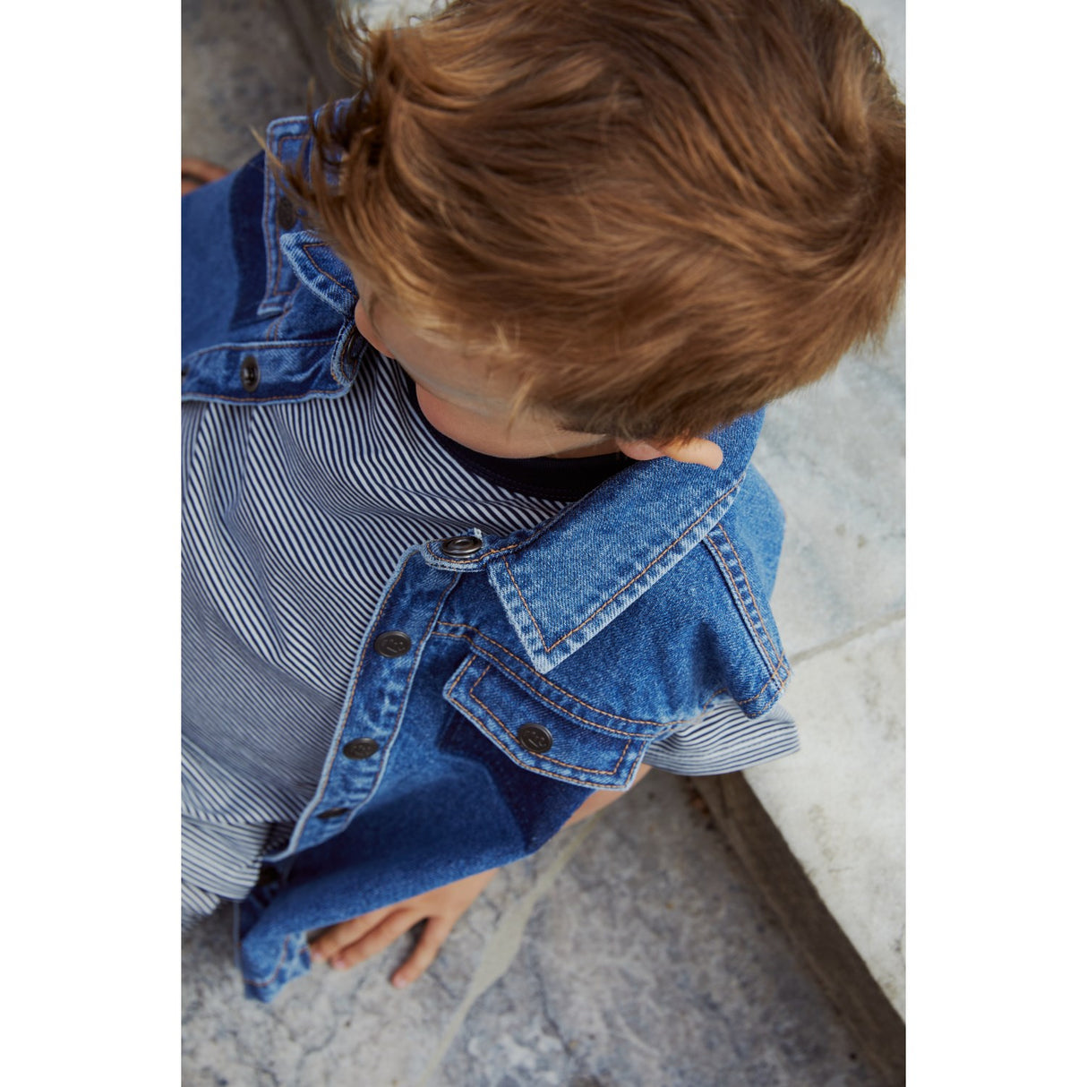 COPENHAGEN COLORS Indigo Blue Washed Organic Boyish Denim Väst