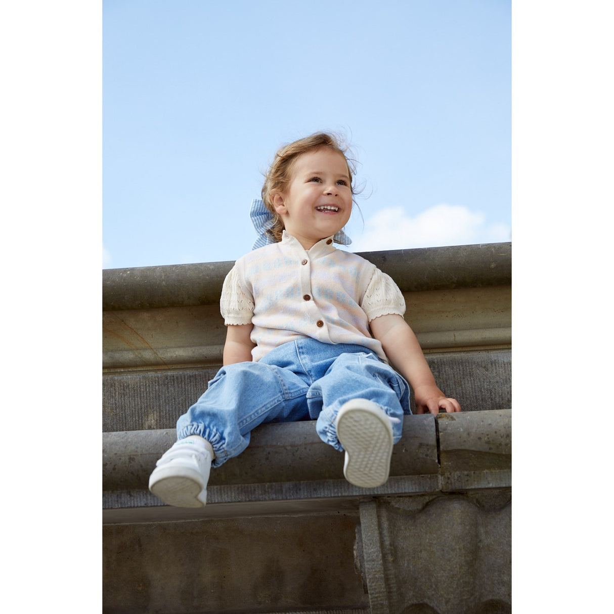 COPENHAGEN COLORS Lt Blue Indigo Washed Organic Cargo Denim Byxor