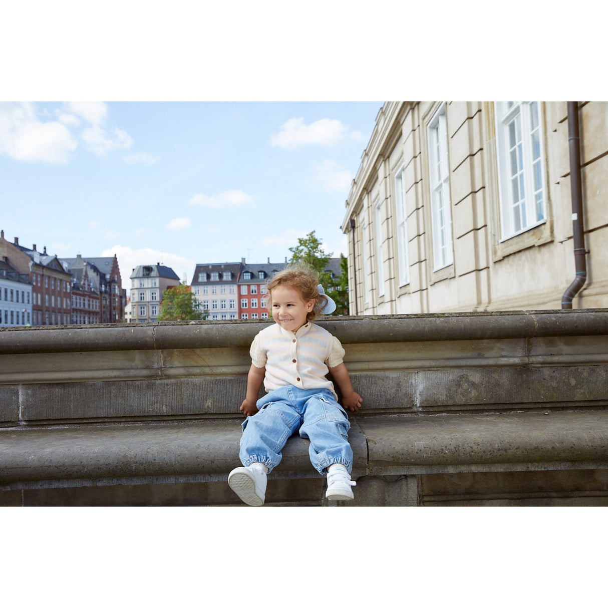 COPENHAGEN COLORS Lt Blue Indigo Washed Organic Cargo Denim Byxor