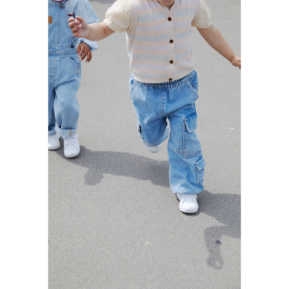 COPENHAGEN COLORS Lt Blue Indigo Washed Organic Cargo Denim Byxor