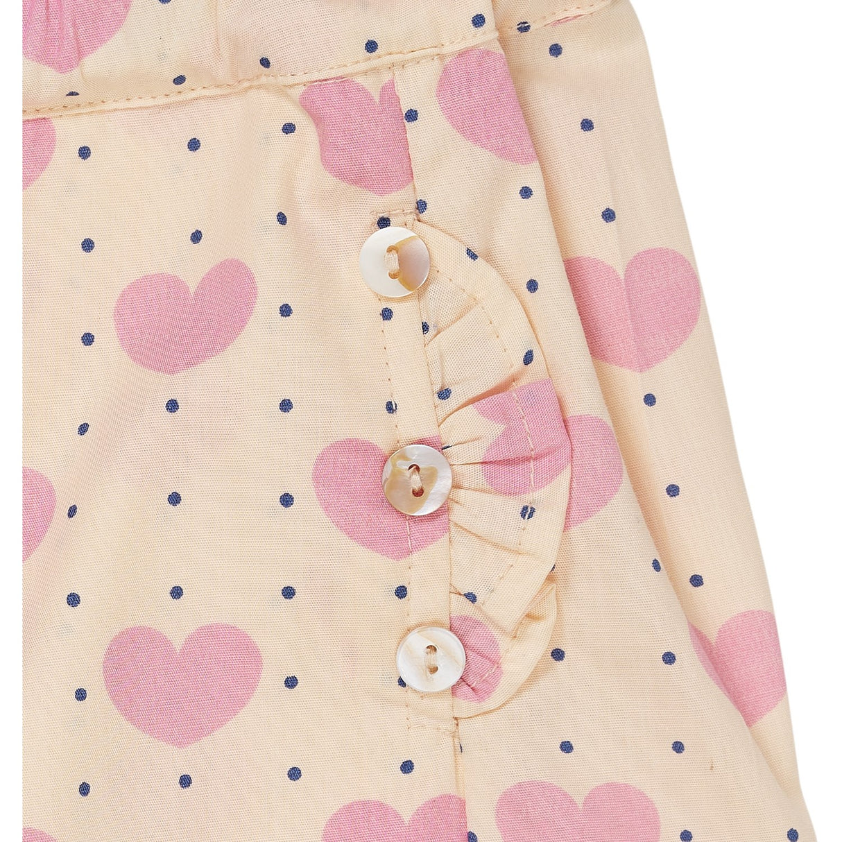 COPENHAGEN COLORS Heart Aop Heart & Dots Shorts med volangfickor