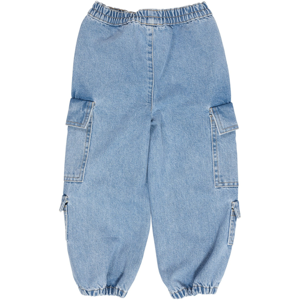 COPENHAGEN COLORS Lt Blue Indigo Washed Organic Cargo Denim Byxor