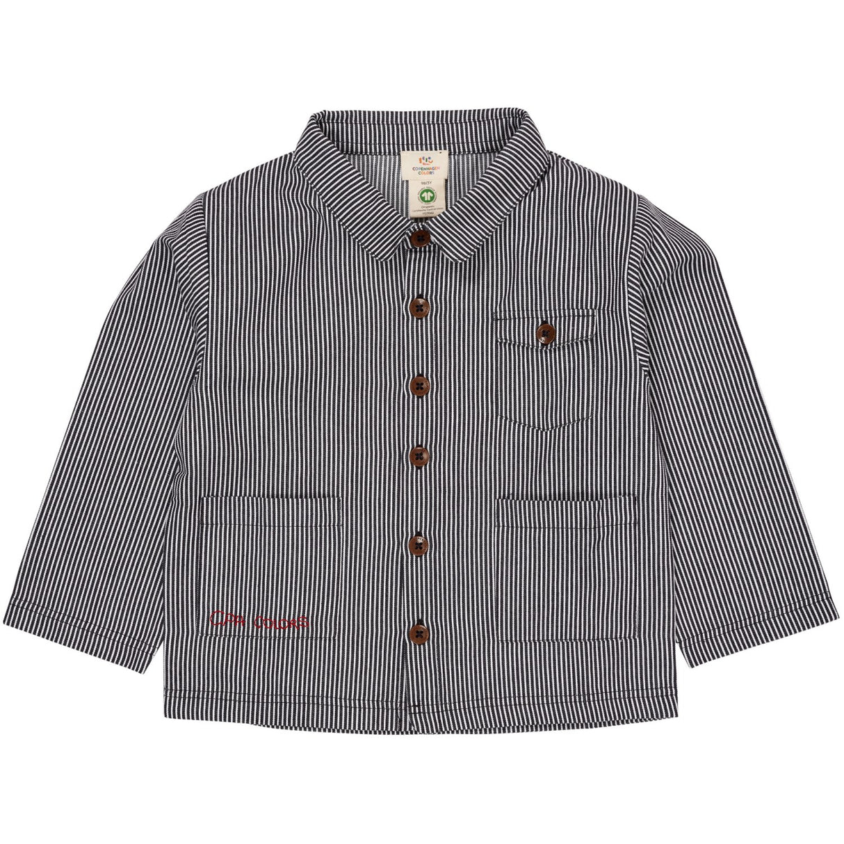 COPENHAGEN COLORS Navy Stripe Striped Twill Jacka W Pockets