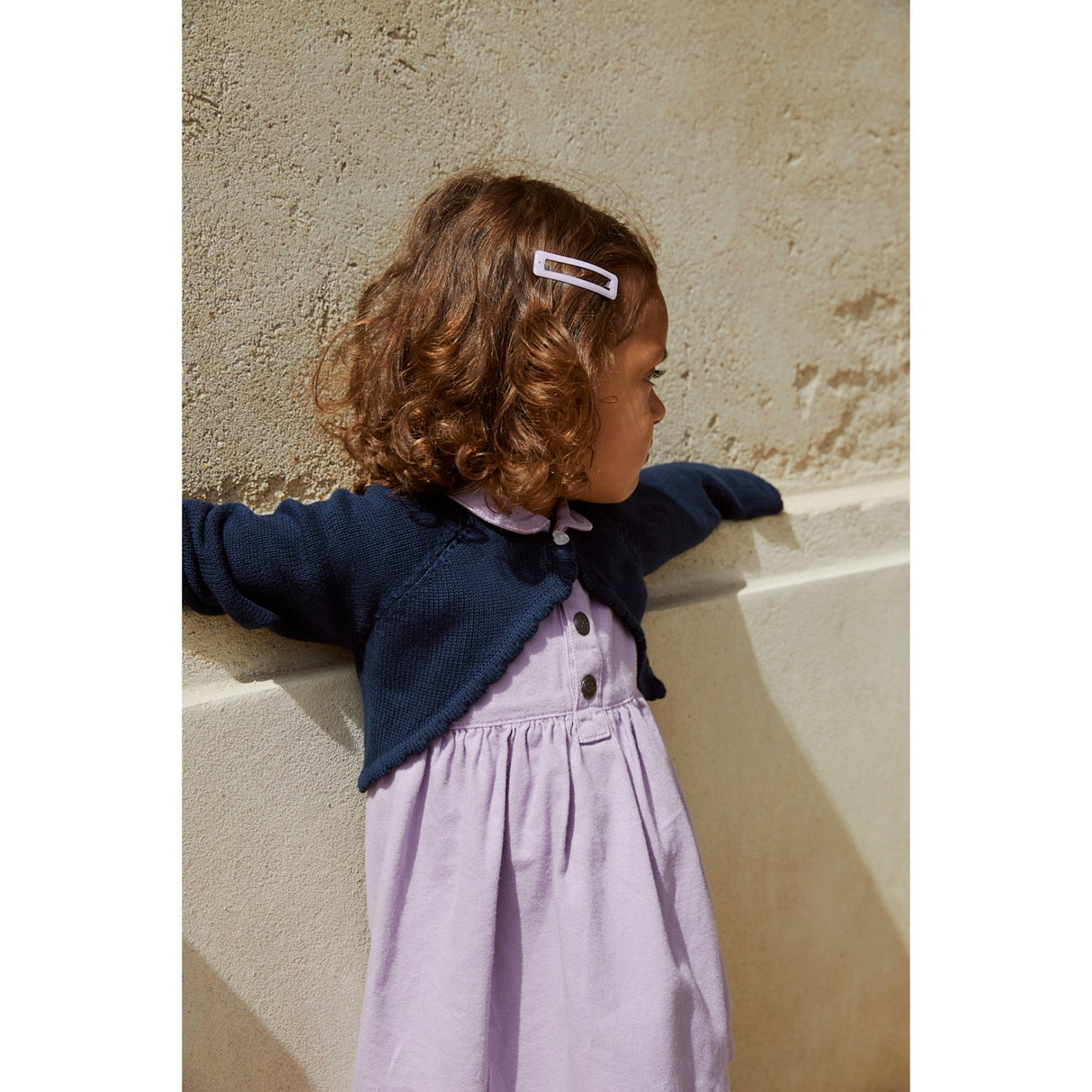 COPENHAGEN COLORS Marinblå Löjtnant Stickad Bolero W. Hjärtknapp