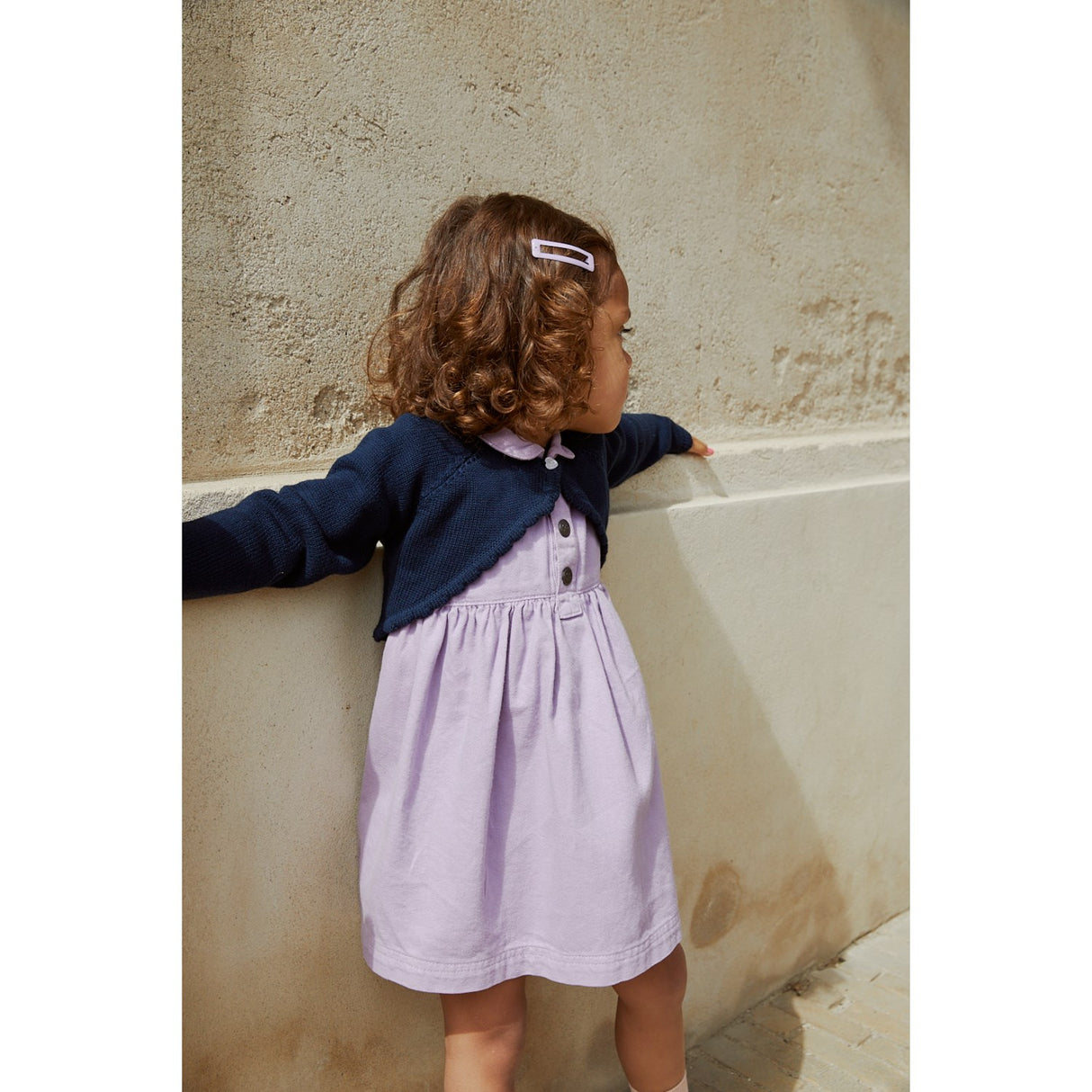 COPENHAGEN COLORS Marinblå Löjtnant Stickad Bolero W. Hjärtknapp