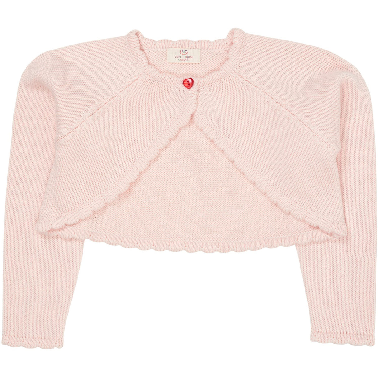 COPENHAGEN COLORS Soft Pink Lt. Stickad Bolero W. Hjärtknapp
