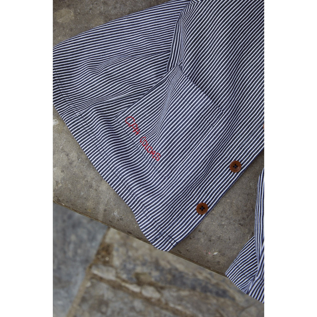 COPENHAGEN COLORS Navy Stripe Striped Twill Jacka W Pockets