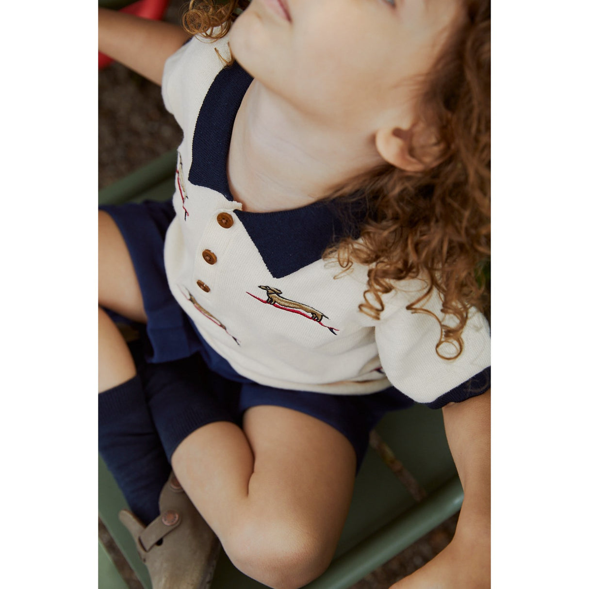 COPENHAGEN COLORS Krämfärg/Marinblå Kam. Polo m. Broderi