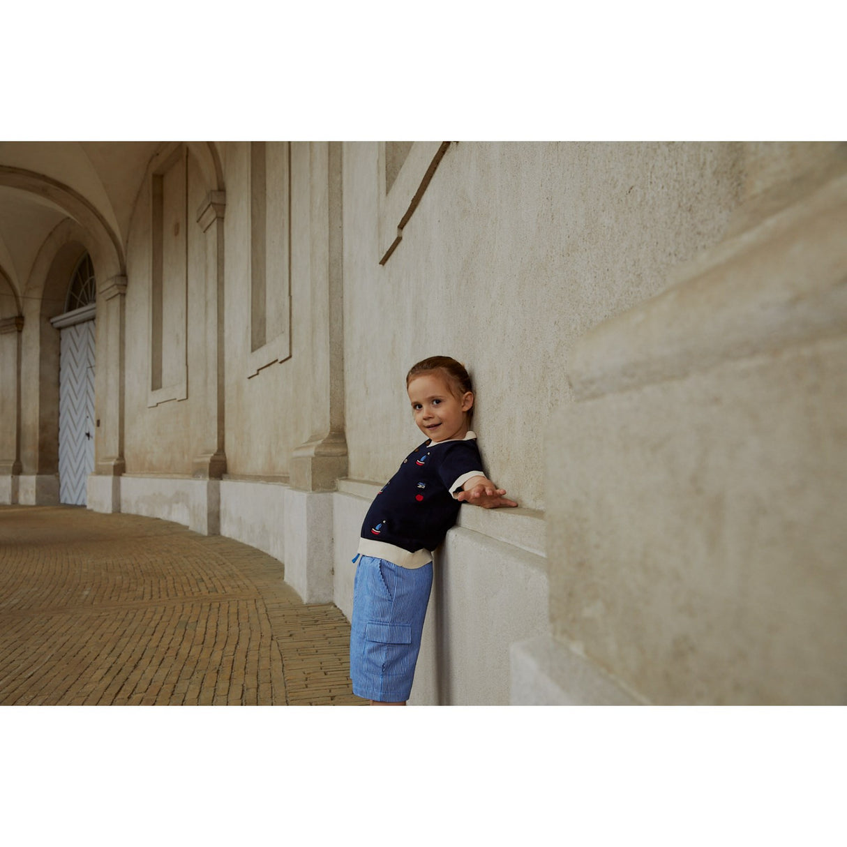 COPENHAGEN COLORS Marinblå/Krämfärgad kam. Polo m. Broderi