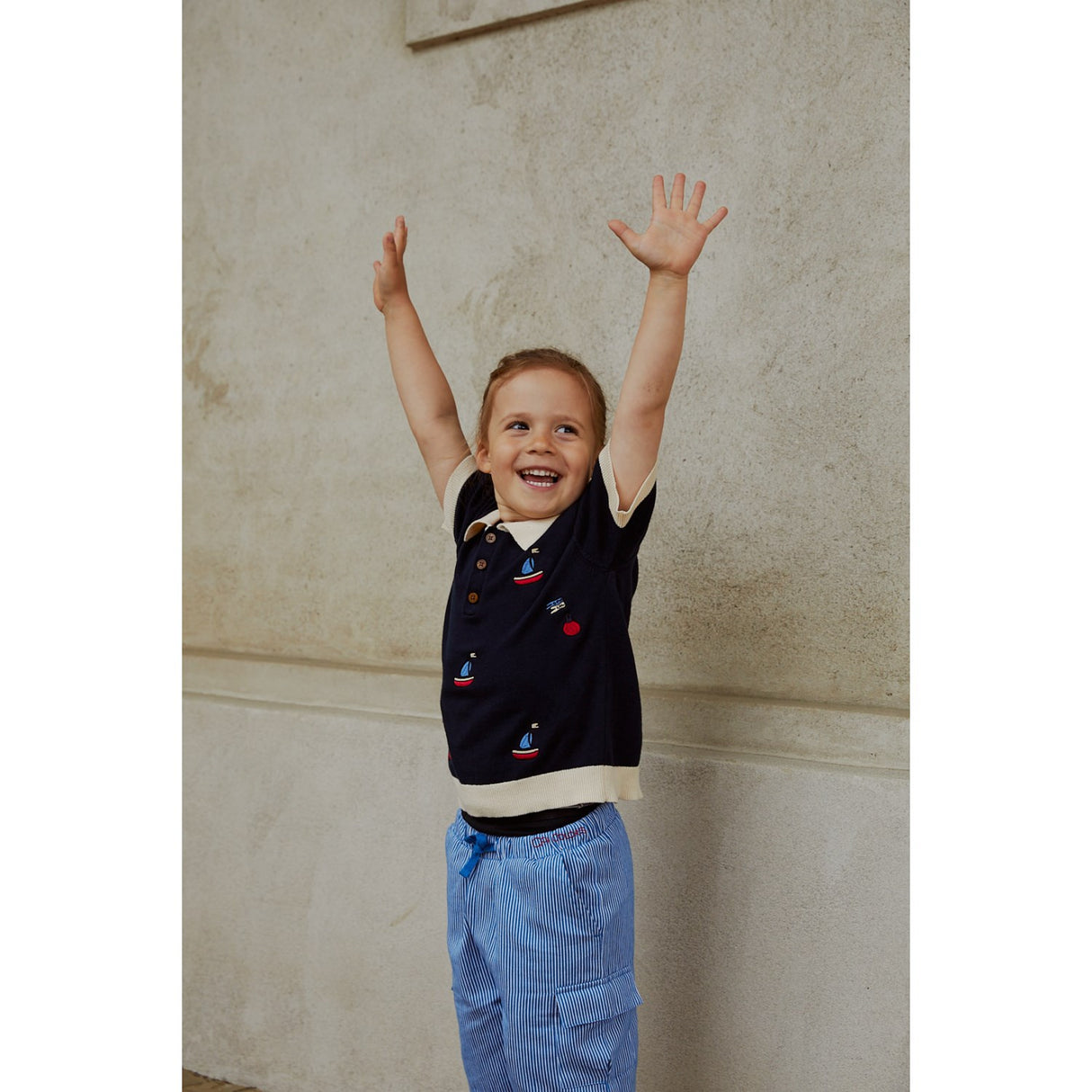 COPENHAGEN COLORS Marinblå/Krämfärgad kam. Polo m. Broderi