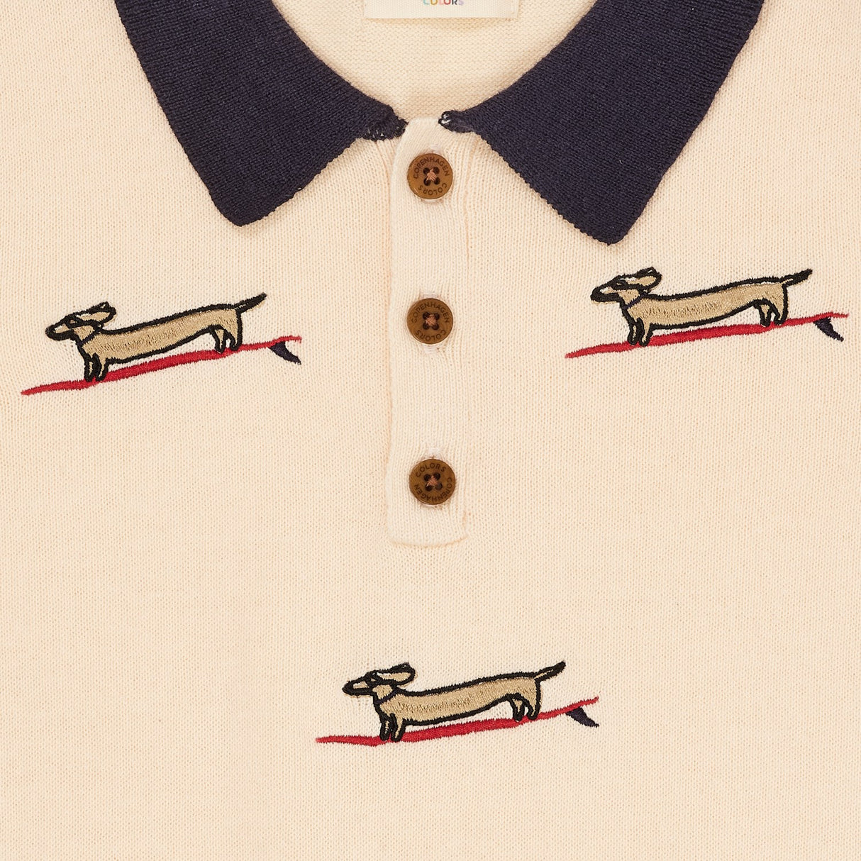COPENHAGEN COLORS Krämfärg/Marinblå Kam. Polo m. Broderi