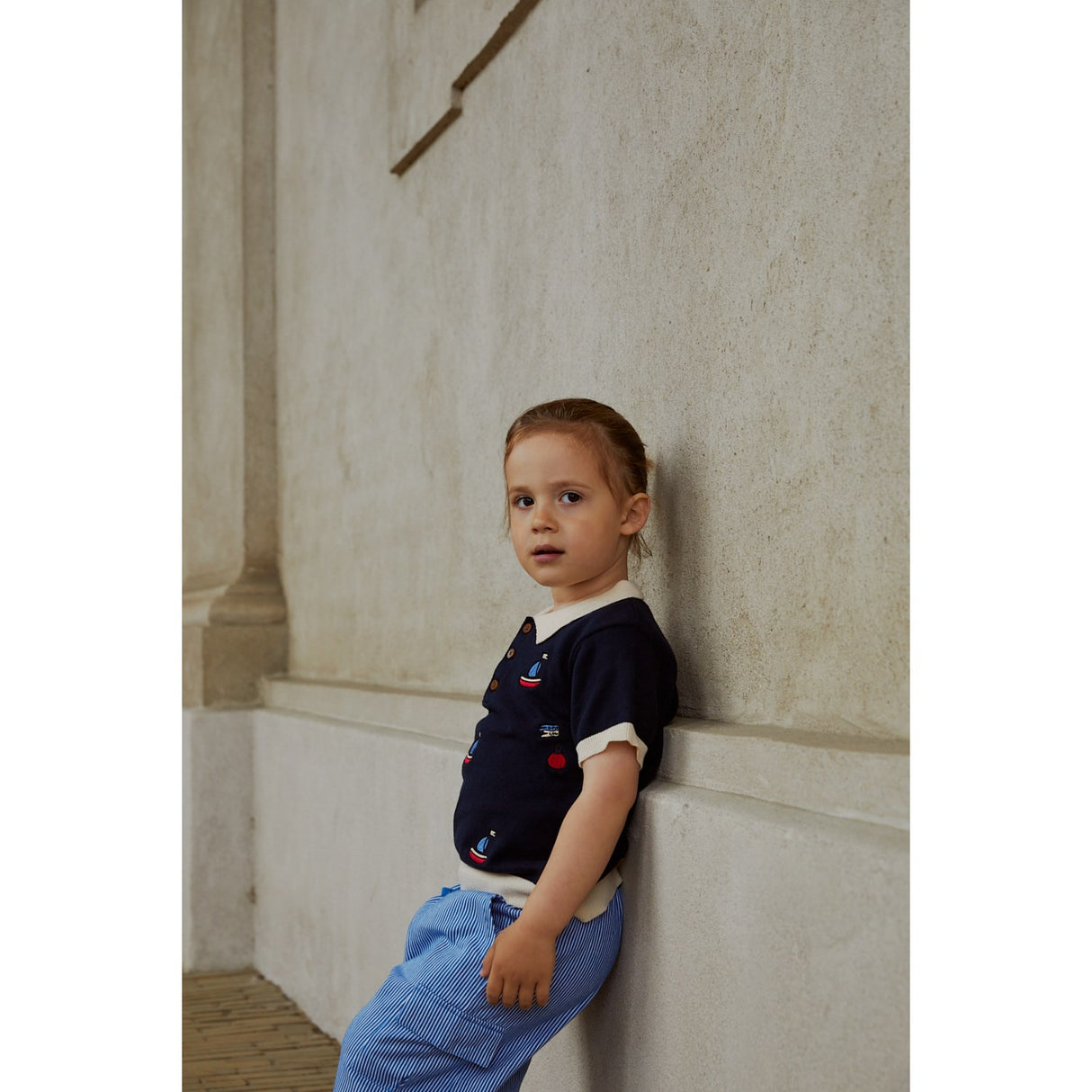 COPENHAGEN COLORS Marinblå/Krämfärgad kam. Polo m. Broderi