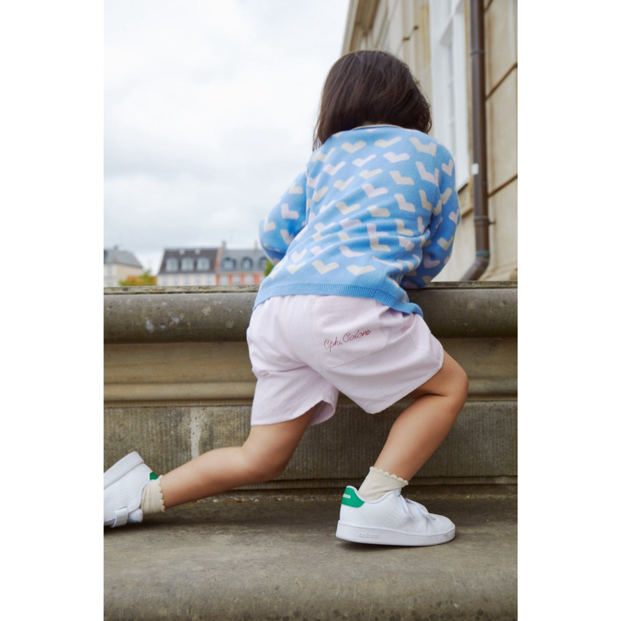 COPENHAGEN COLORS Sky Blue Comb. Stickad Heart Cardigan