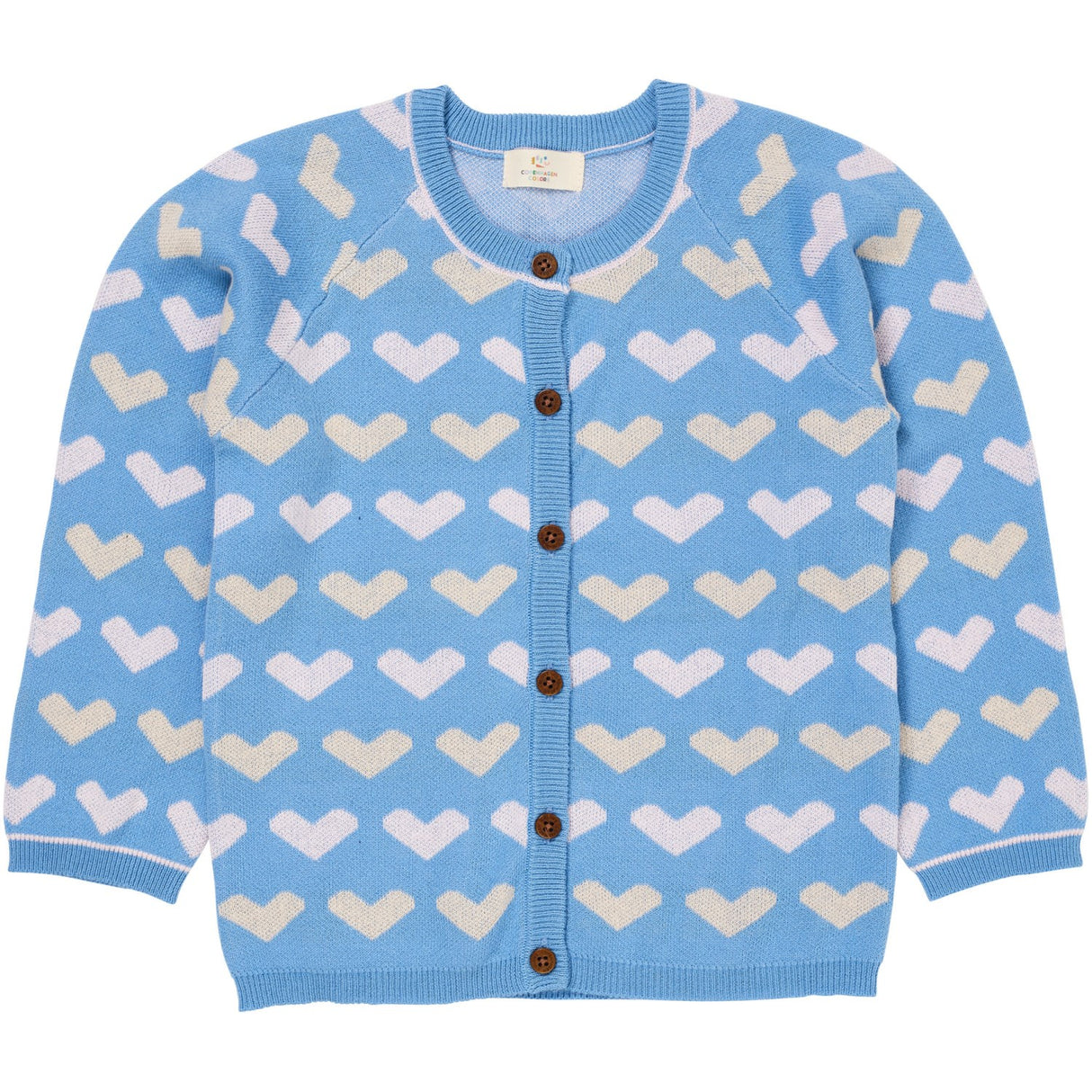 COPENHAGEN COLORS Sky Blue Comb. Stickad Heart Cardigan
