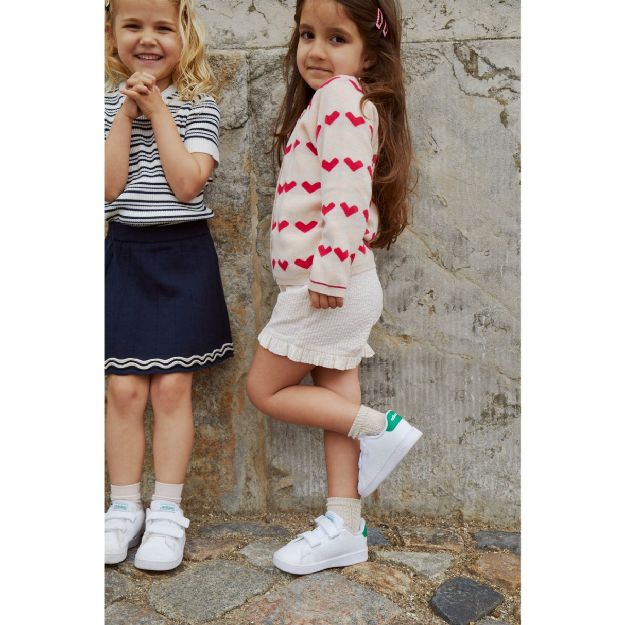 COPENHAGEN COLORS Navy/Cream Comb. Stickad Tennis Kjol