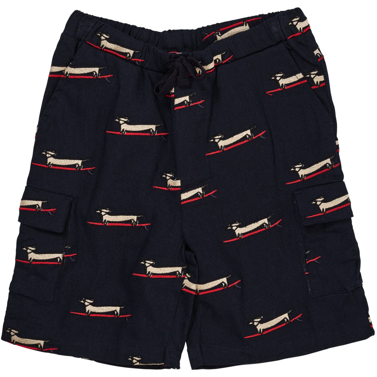COPENHAGEN COLORS Marinblå med surfing Dog Twill Shorts