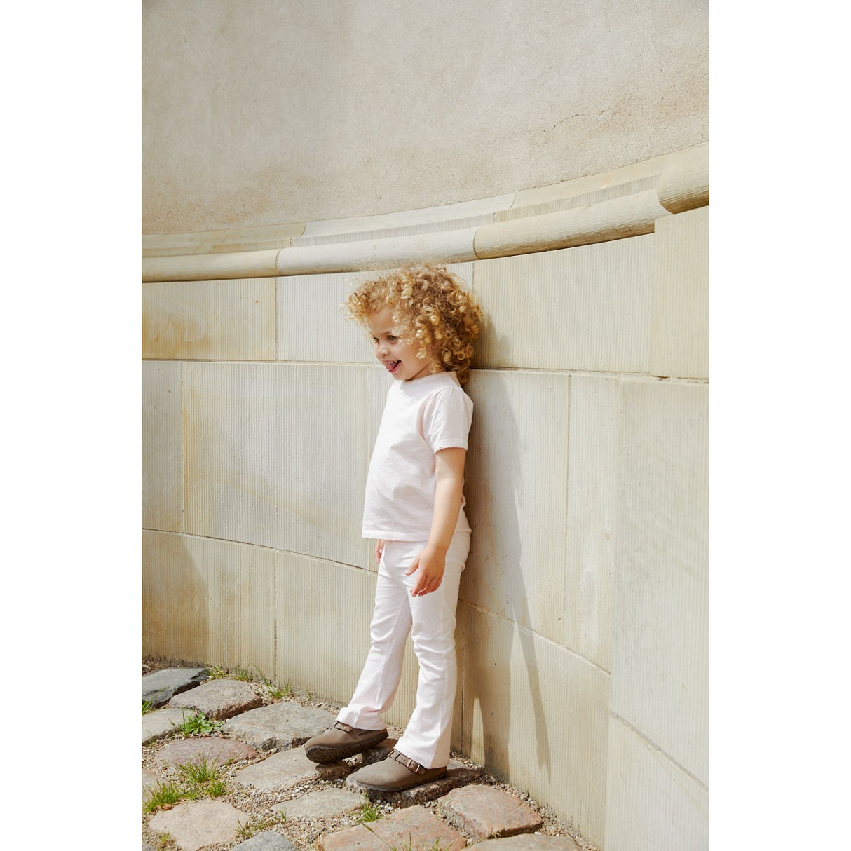 COPENHAGEN COLORS Ballerina/Cream Stripe Randiga Flare Byxor