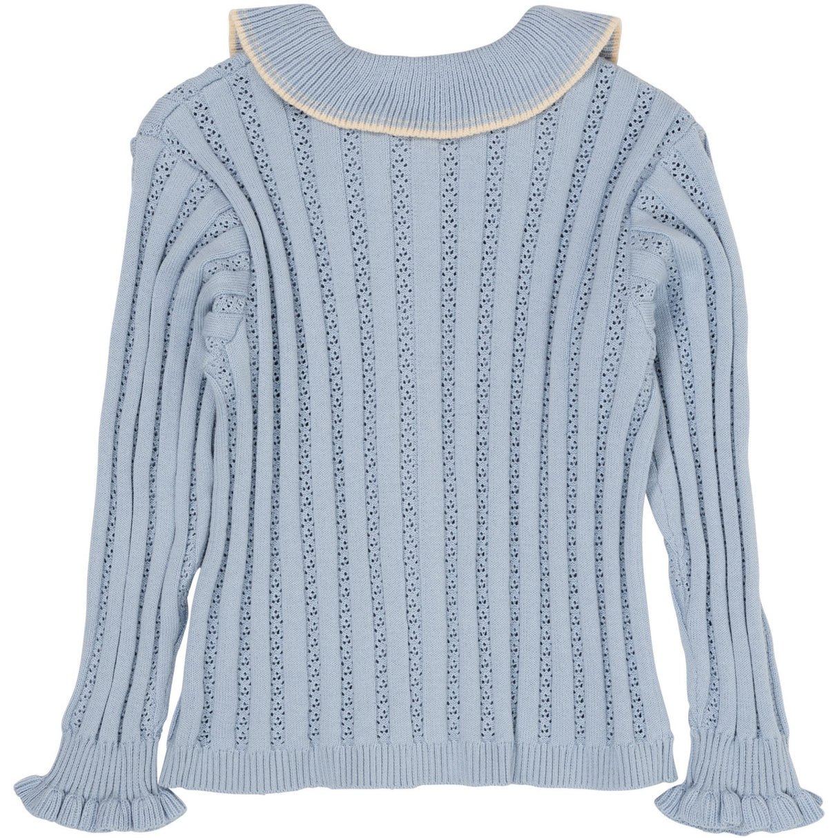 COPENHAGEN COLORS Dusty Blue stickad pointelle cardigan