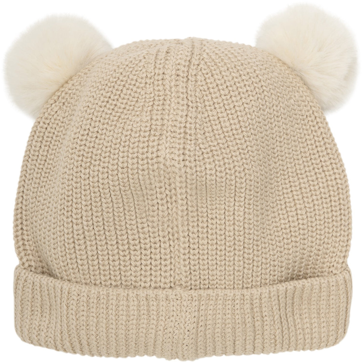 Huttelihut Irish Cream Mössa Stickad m. Pompoms