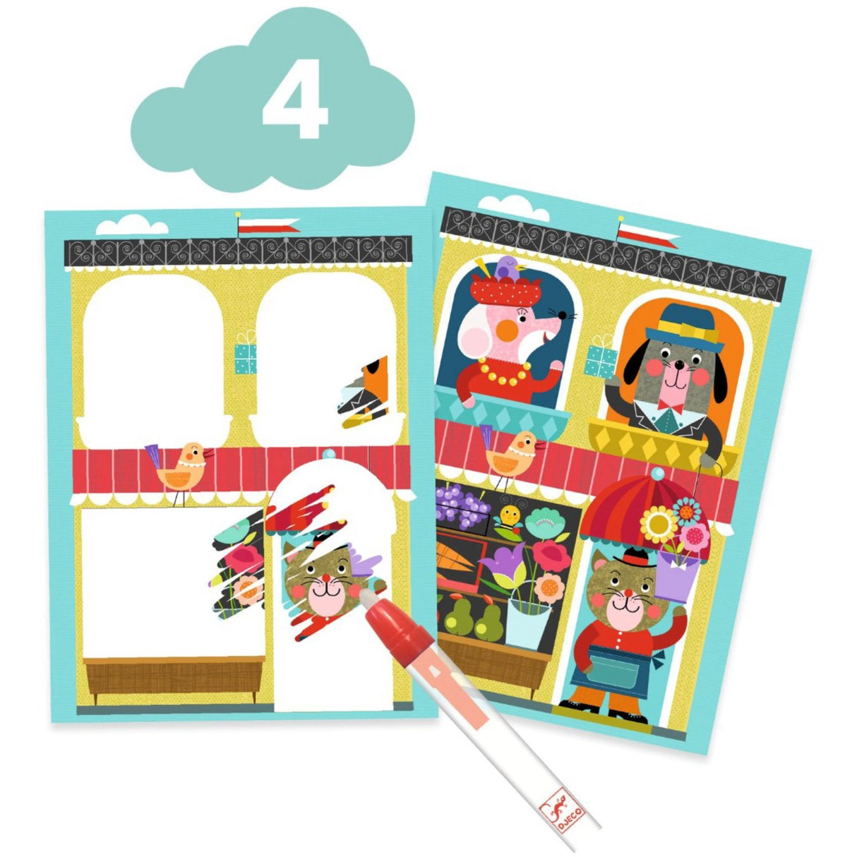 Djeco Kreativt aktivitetssæt, Kat och hendes venner