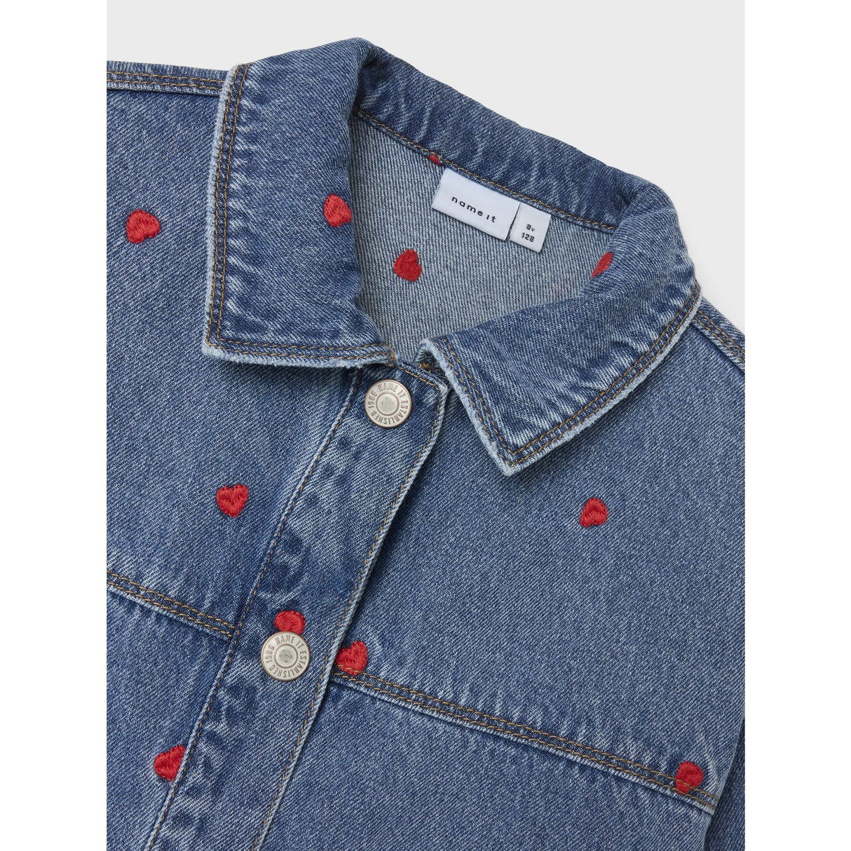 Name It Medium Blue Denim Heart Mandy Denim Embroidery Jacka