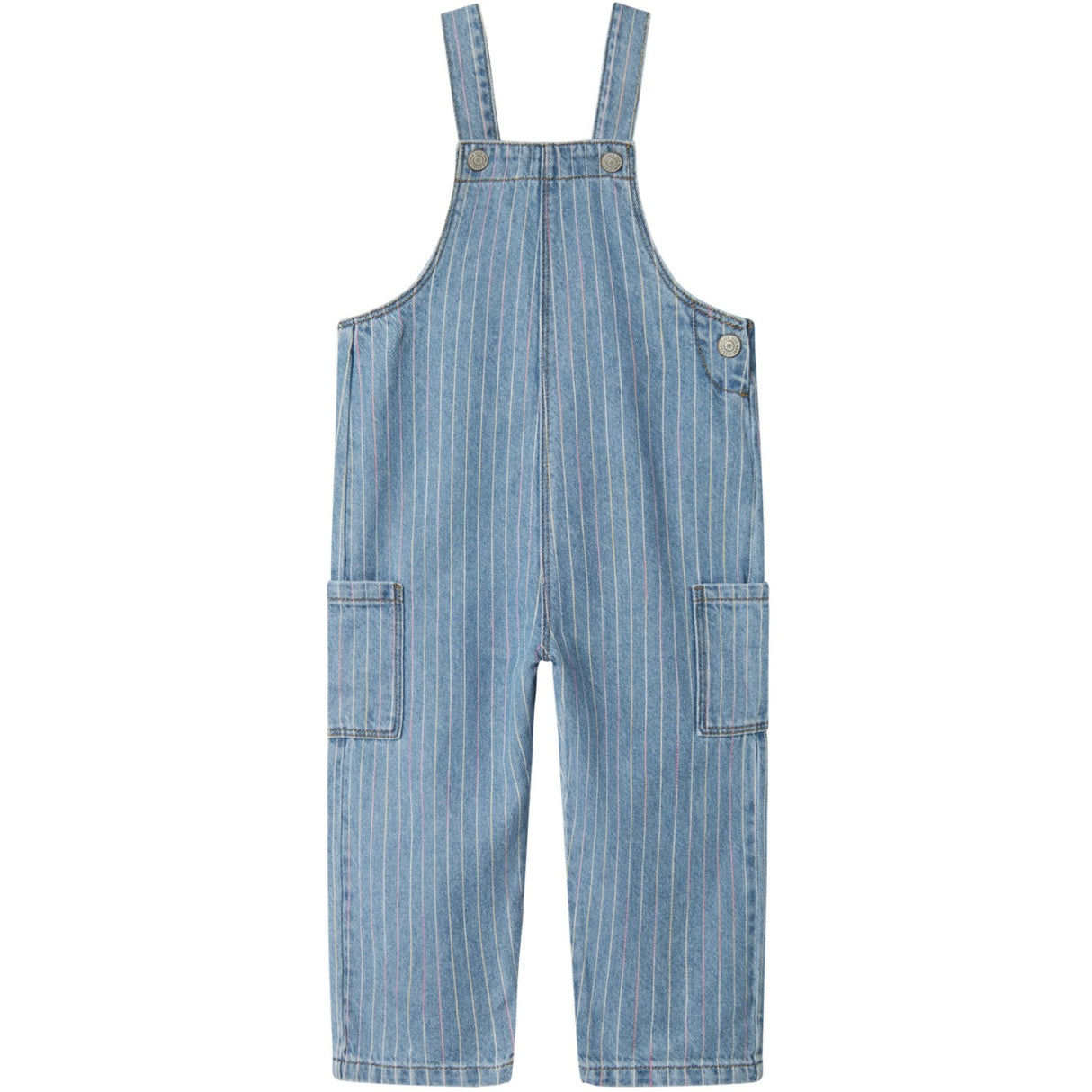 Name It Light Blue Denim Multi Macie Stripe Denim Overall