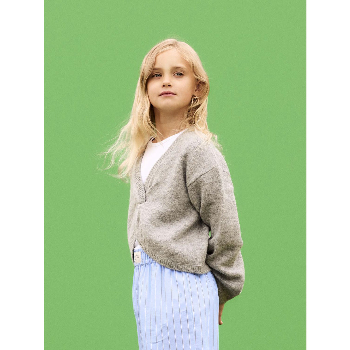 Name It Grey Melange Diheart Stickad