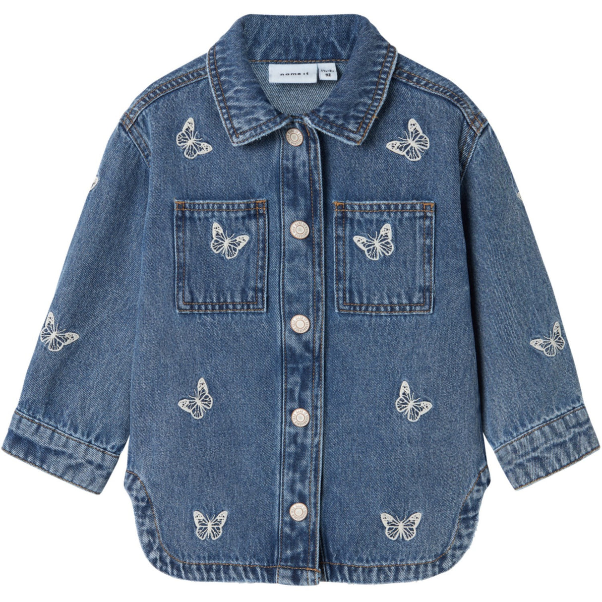 Name It Medium Blue Denim Butterfly Nina Embroidery Denim Jacka