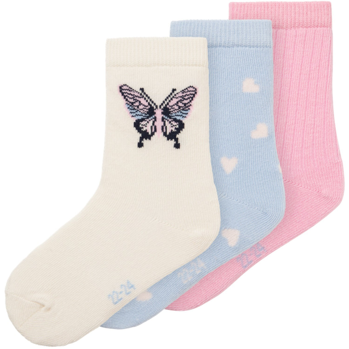Name It Pink Frosting Serenity/Cloud Dancer Dorthea 3-Pack Strumpor