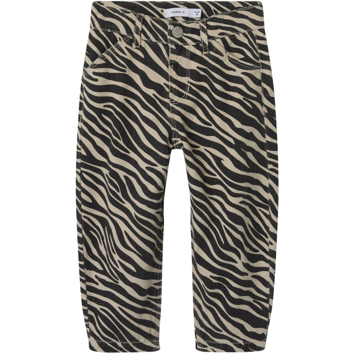Name It Cement Black Zebra Bella Twill Mom Byxor
