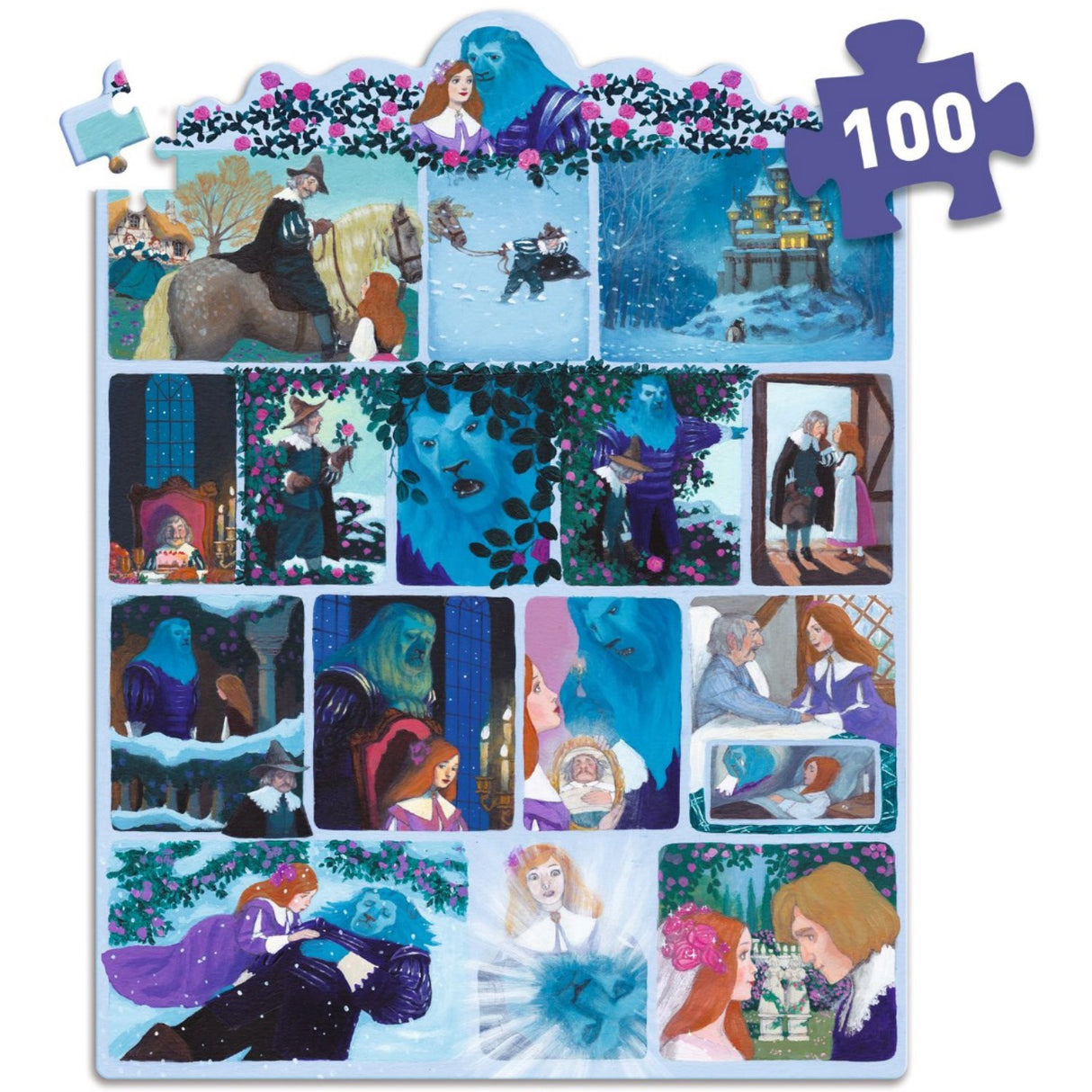 Djeco Story Puzzle, Skönheten och Odjuret - 100 Bitar